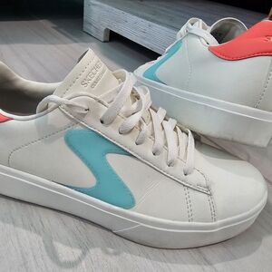 Skechers Court Classic Women's Cream and Blue Sneakers Size 7